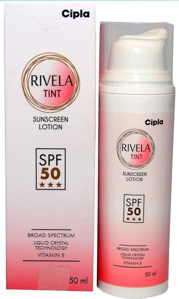 Rivela Sunscreen - SPF 50+++ PA+++ Tint Sunscreen Lotion SPF 50+++ Broad Spectrum 50mL