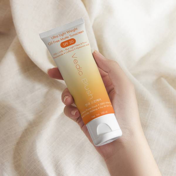 Vedic Blush Sunscreen - SPF 50 PA+++ Ultra Light Weight Niacinamide Sunscreen SPF50 with NO White Cast