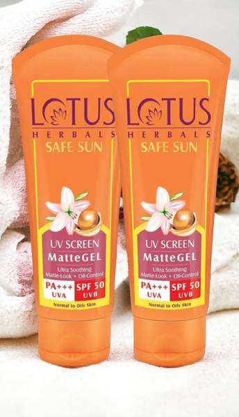 LOTUS HERBALS Sunscreen - SPF 50 PA+++ (Combo 2)50g Safe Sun UV Screen MatteGEL Sunscreen SPF 50 PA+++
