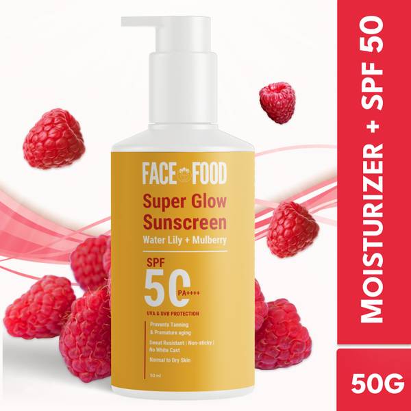 Face Food Organics Super-Glow Moisturizer+Sunscreen For Radiant Glow & Flawless Protected Spf50++++ - SPF 50 PA++++