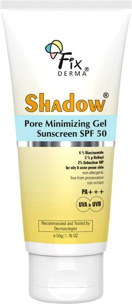 Fixderma Sunscreen - SPF 50 PA+++ Shadow Pore Minimizing Gel Sunscreen SPF 50 PA+++