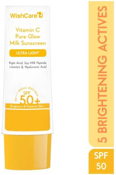 WishCare Sunscreen - SPF 50+ PA++++ Vitamin C Pure Glow Face Sunscreen SPF 50 PA++++ -Broad Spectum Ultra Light