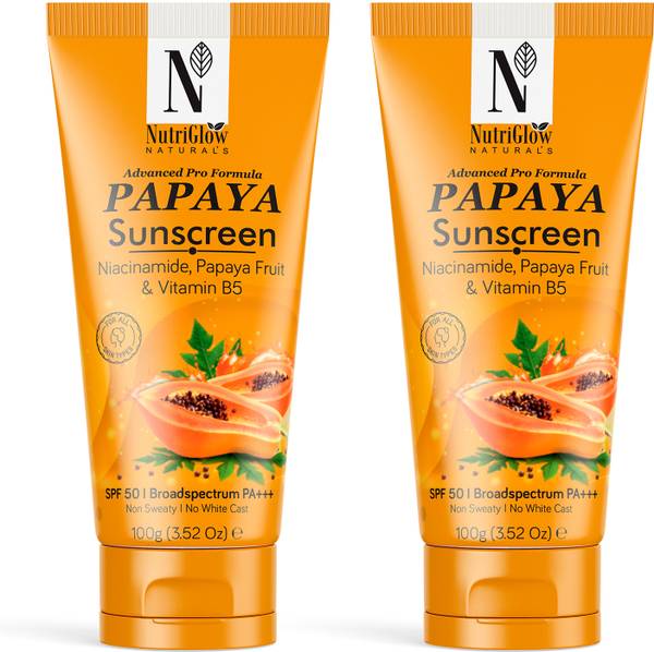 NutriGlow NATURAL'S Sunscreen - SPF 50 SPF 50 PA+++ Advanced Pro Formula Papaya Sunscreen No White Cast