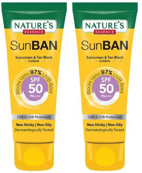 Nature's Essence Sunscreen - SPF 50 PA+ Sunban SPF 50 PA+++ Sunscreen & Tan Block Lotion Each Pack 60ml