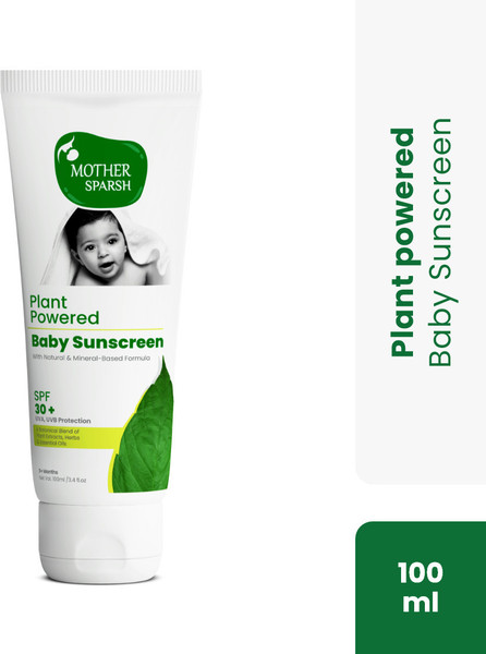 Mother Sparsh Sunscreen - SPF 30+ Natural Baby Sunscreen Lotion with Organic Ingredients, Plant derived