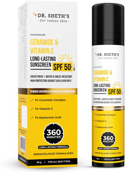 Dr. Sheth's Sunscreen - SPF 50 PA++++ Ceramide & Vitamin C Long-Lasting Sunscreen