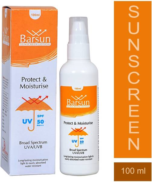 Barsun Sunscreen - SPF 50 PA+++ -Sunscreen Lotion with SPF 50,PA+++ UVA/UVB Rays Oil Free Water Resi.(1x100ml)