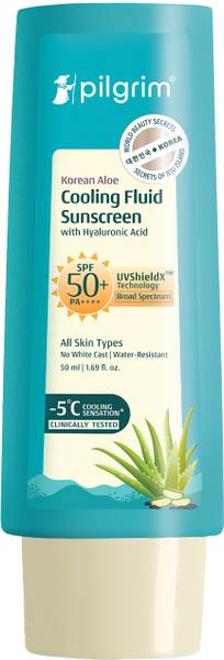 Pilgrim Sunscreen - SPF 50+ PA++++ Korean Aloe Cooling Fluid Sunscreen with Hyaluronic Acid