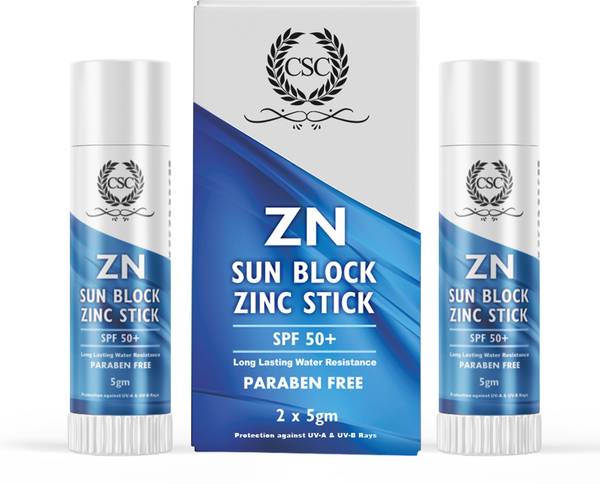 CSC Sunscreen - SPF 50 PA++ ZN Sunblock Zinc Oxide Stick - SPF 50+ Broad Spectrum Sports Stick