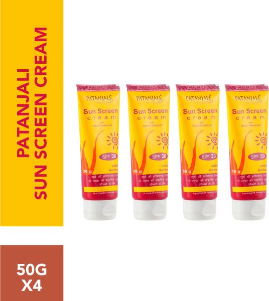 PATANJALI Sunscreen - SPF 30 Sunscreen , Sweat, Waterproof, Sun Protection Cream - 50g x 4