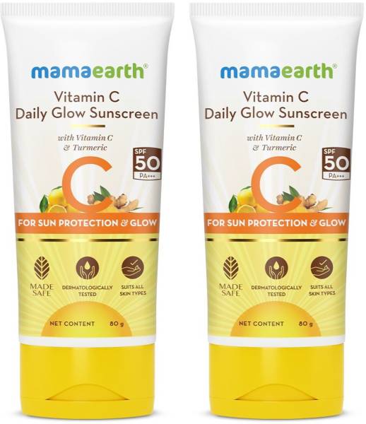 Mamaearth Sunscreen - SPF 50 PA+++ Vitamin C Daily Glow Sunscreen, No White Cast with Vitamin C & Turmeric