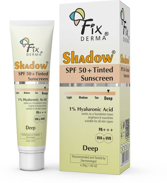 Fixderma Sunscreen - SPF 50+ PA+++ Shadow Medium Tinted , With Vitamin E