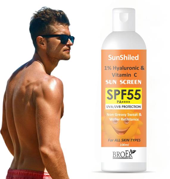 BROER Sunscreen - SPF 50 PA++++ 1% Hyaluronic Acid Sunscreen For Men | Lightweight, Non-Greasy, Broad Spectrum