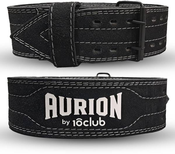 Aurion by 10 Club Leather Gym Belt | Steel Buckle | Weightlifting Gym Belt | 10mm Thick Weight Lifting Belt