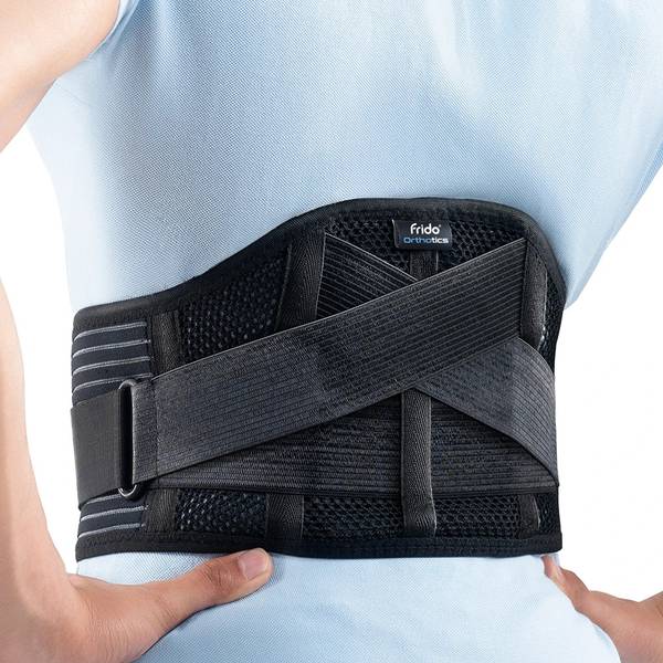Frido Lumbo Sacral Belt for Lower Back Pain, Posture, Spine Alignment, Medium, Black Back / Lumbar Support