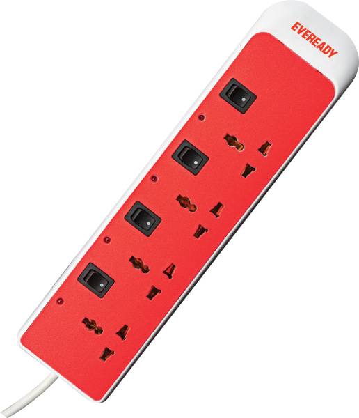 EVEREADY Everprotect Ultra X2 - Spikeguard 2 Meter White & Red 4 Socket Extension Boards