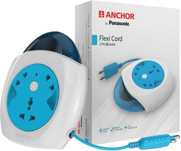 ANCHOR Anchor by Panasonic 6A Flexi Cord 2 Pin 8 Mtr Universal Socket With Indicator 3 Socket Extension Boards