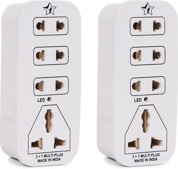 Flipkart SmartBuy 3 + 1 Multiplug with LED Indicator, 4 Universal sockets (Pack of 2) 6 A Two Pin Socket
