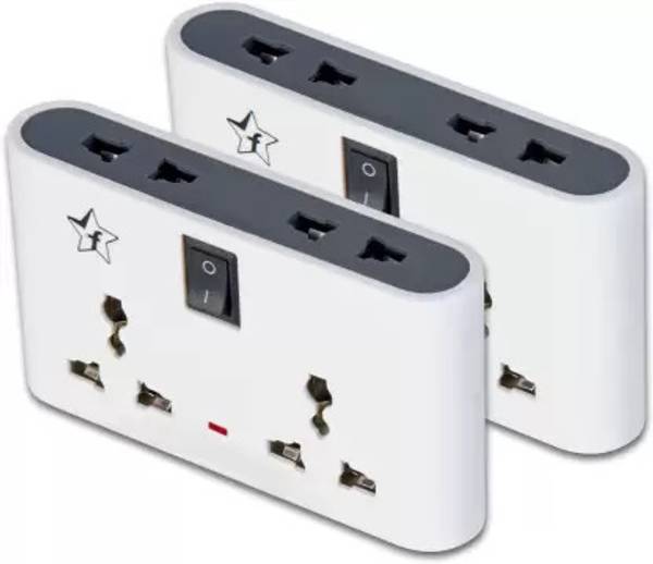 Flipkart SmartBuy 4+1 Multiplug Extension Board|4 Universal Sockets and 1 Switch(White_Pack of 2) 4 Socket Extension Boards