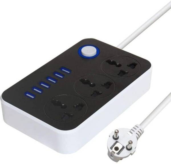 Niralasa Spike Guard with USB 3 Plug Adapter 3 AC Sockets + 6-USB Ports 3 Socket Extension Boards