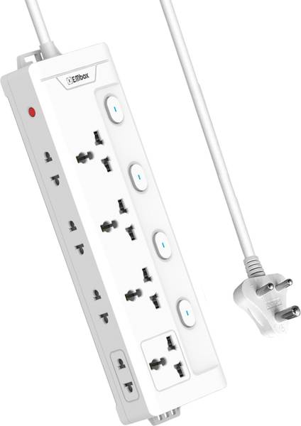 EMBox 10A Extension Board (2.4 A) Charging Ports with Indicator, 2500W 4 Socket Extension Boards