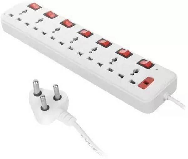 GLUCKLICH 7 socket plus 7 switch extension board with 3mtr wire 7 Socket Extension Boards