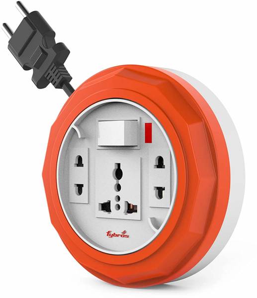 Fybros Comex 2 Pin Extension Board Flex Box 10 Meter Power Cable with Indicator 3  Socket Extension Boards