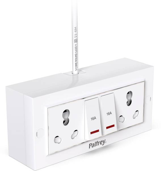 PALFREY Electric Extension Board-Two 16A Indicator Switch with Socket|2 meter (2200W) 2 Socket Extension Boards