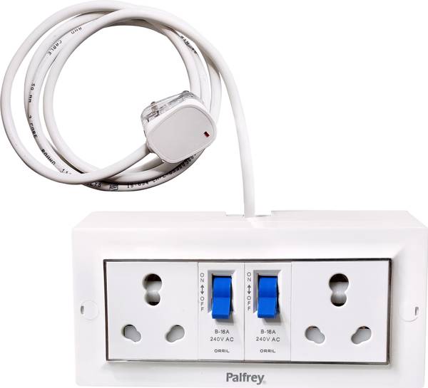 PALFREY Electric Extension Board - Two 16A MCB with Socket |2 meter (2200W) 2 Socket Extension Boards