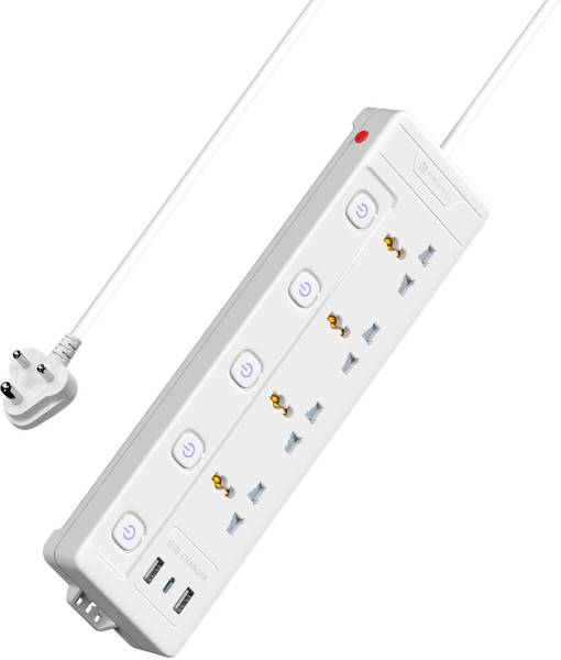Portronics Power Plate 19 Multi Plug, 4 Sockets, 20W Type-C, 2 USB Ports, 3m Cord 4 Socket Extension Boards
