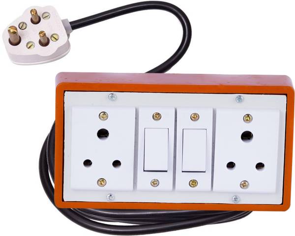 Cordnet Brown (2+2) Heavy Duty Extension Board 6A 2 Anchor Switch & 8 Meter Copper Wire 2 Socket Extension Boards