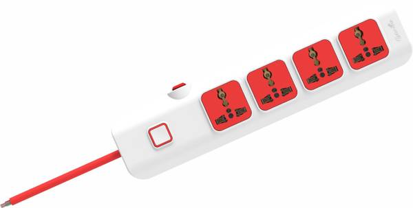 Fybros Curve 4x1 Power Extension Box 2 Meter Power Cable 4 Socket Extension Boards