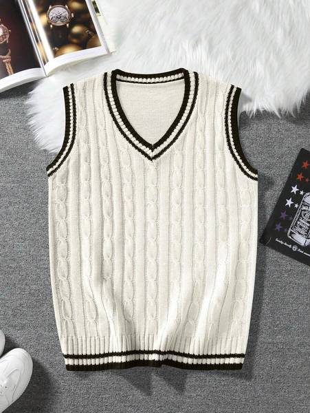 Eddicted Solid V Neck Casual Men White Sweater