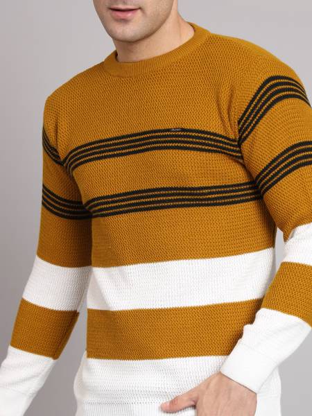 eWools Striped, Colorblock Round Neck Casual Men Multicolor Sweater