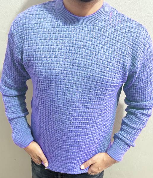 FREAKS Solid Round Neck Casual Men Blue Sweater