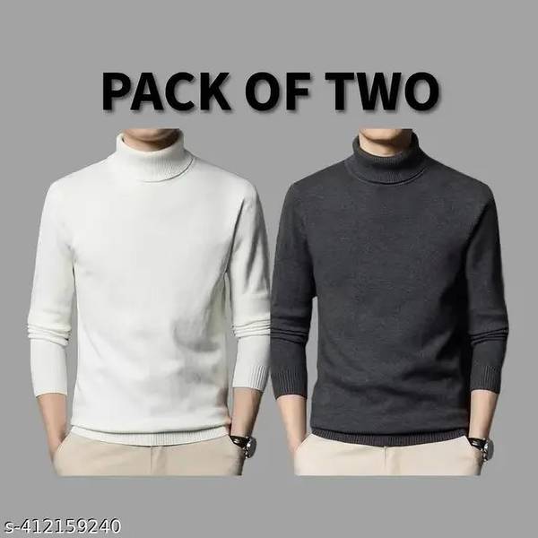 METRONAUT Solid Turtle Neck Casual Men White, Black Sweater