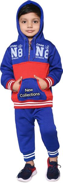 Nazrana Colorblock Hooded Neck Casual Boys Blue Sweater