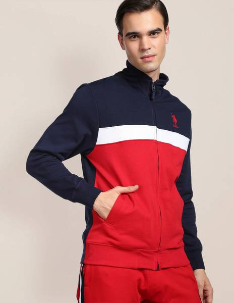 U.S. POLO ASSN. Full Sleeve Color Block Men Sweatshirt