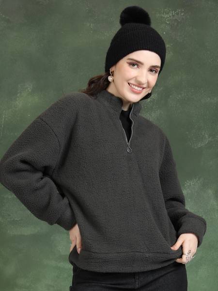 Tokyo Talkies Full Sleeve Solid Women Sweatshirt