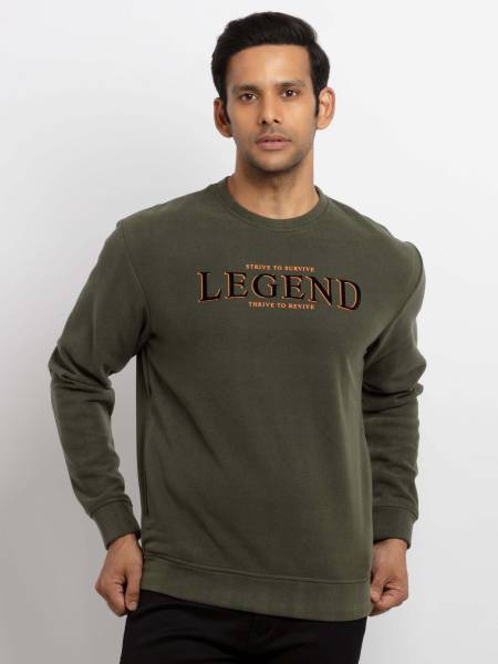 Status Quo Full Sleeve Solid, Printed Men Sweatshirt