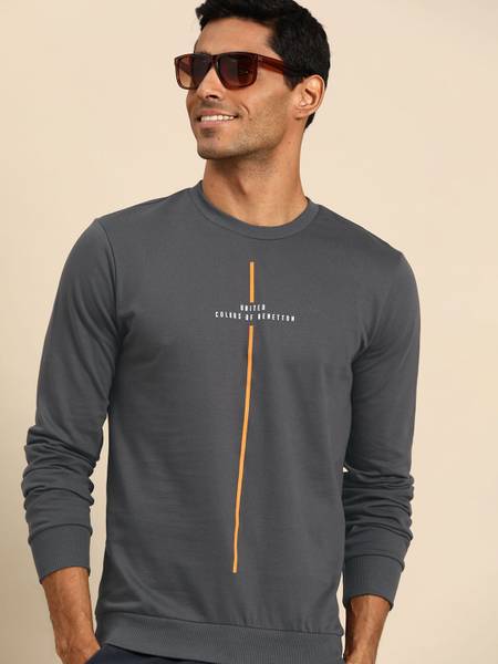 United colors of benetton full sleeve solid men's sweatshirt outlet
