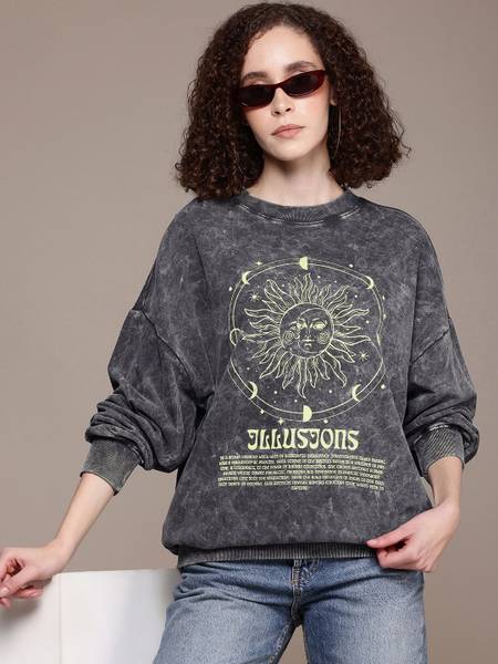 Roadster Full Sleeve Printed Women Sweatshirt