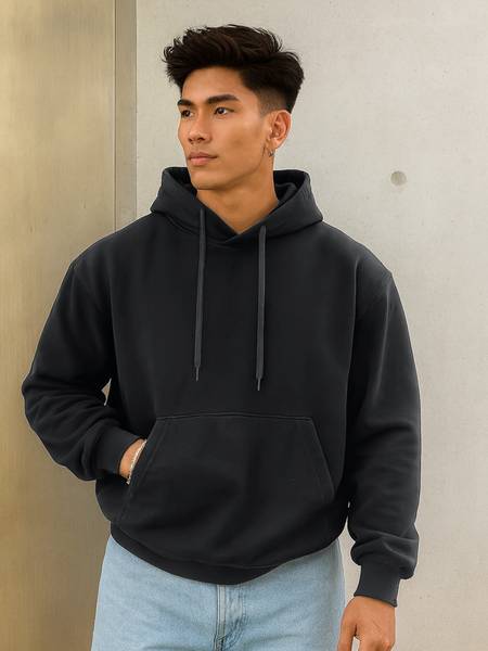 Jump Cuts Full Sleeve Solid Men Sweatshirt