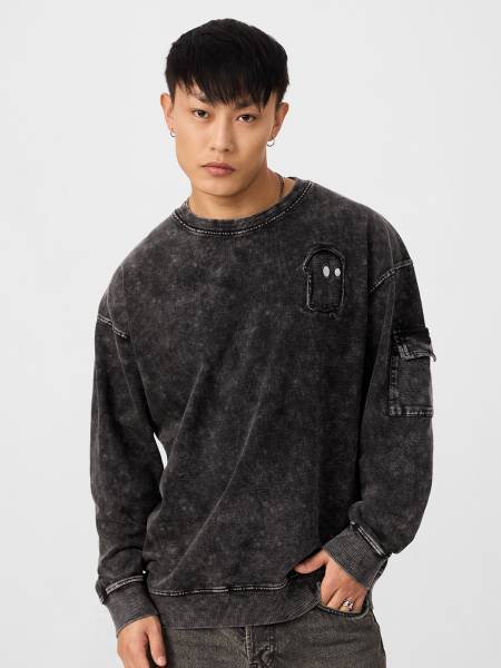 The Souled Store Full Sleeve Washed Men Sweatshirt