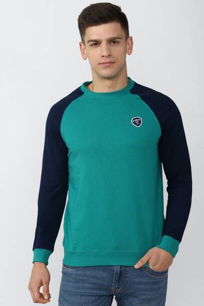 PETER ENGLAND Full Sleeve Color Block, Printed Men Sweatshirt