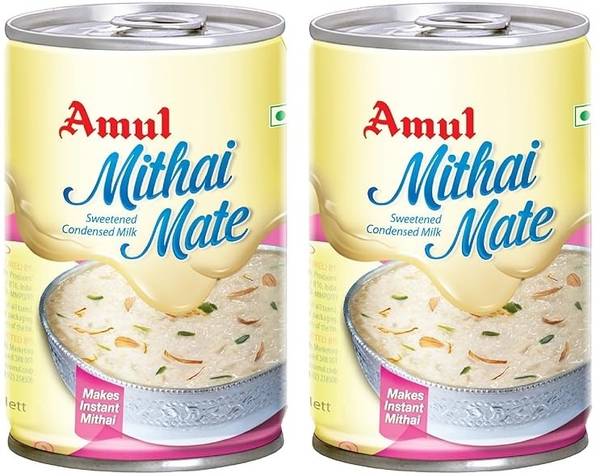 Amul Sweetened Condensed Milk Mithai Mate, 200 g Tin pack of 2 Tin