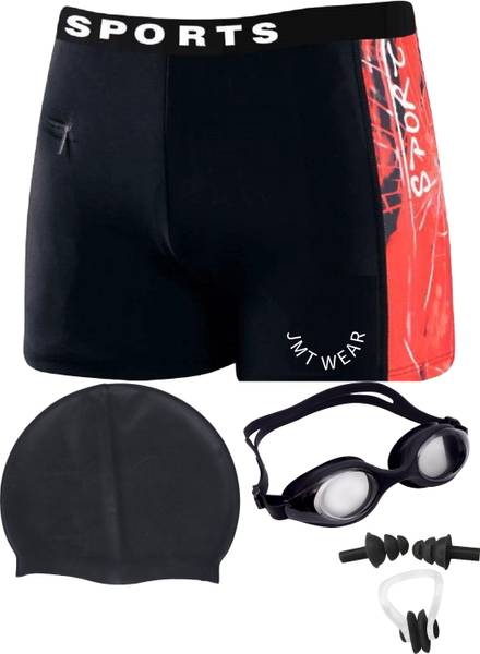 JMT Wear Men Swimming Costume | Shorts | Trunk, 1 Goggles, 1 Cap, 2 Earplug & 1 Nose Clip Printed Men Swimsuit