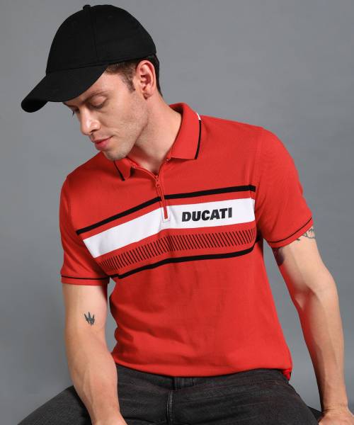 DUCATI Printed Men Polo Neck Red T-Shirt