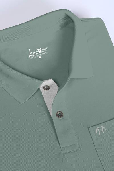 Triptee Solid Men Polo Neck Light Green T-Shirt