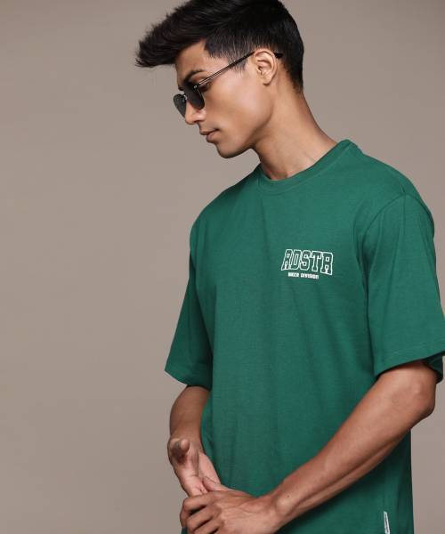 Roadster Solid Men Round Neck Green T-Shirt